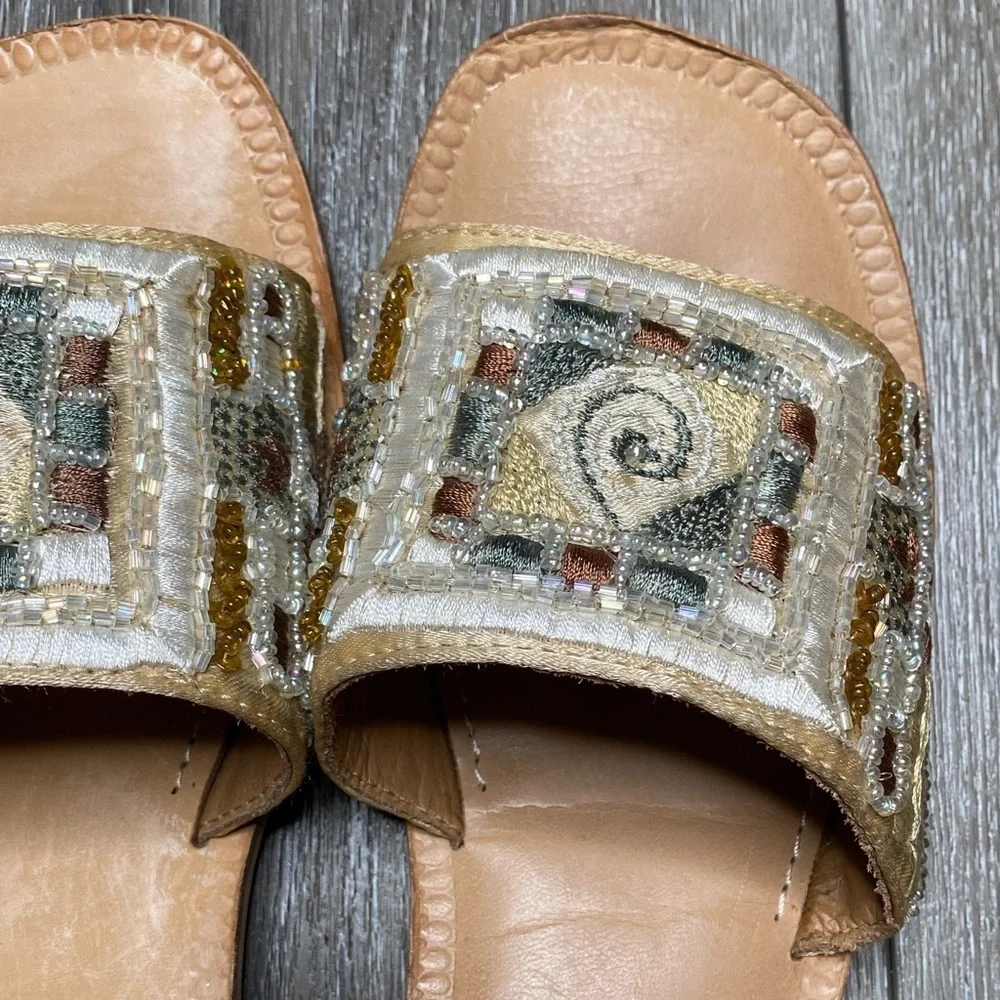 Rebels Block Sandal Multicolor Beaded Slip On Size 9 - Picture 7 of 15